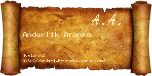 Anderlik Aranka névjegykártya
